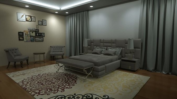 Chambre a coucher  Low-poly 3D model
