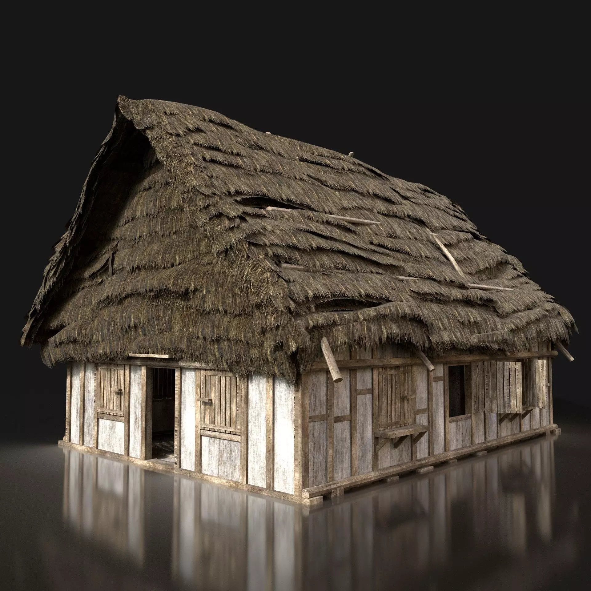 Next Gen AAA THATCHED FANTASY MEDIEVAL WOODEN HOUSE COTTAGE HUT Low-poly 3D model_0