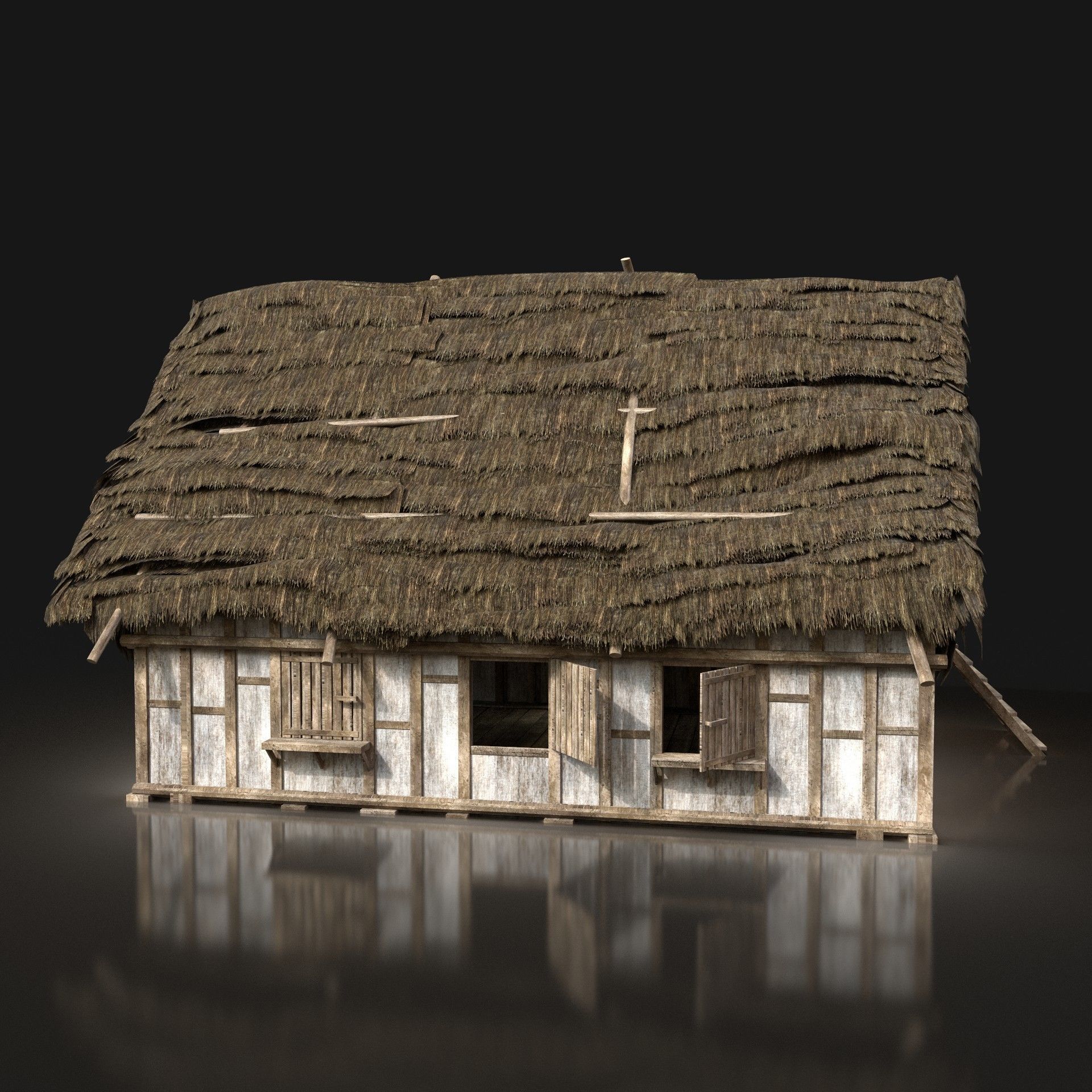 Next Gen AAA THATCHED FANTASY MEDIEVAL WOODEN HOUSE COTTAGE HUT Low-poly 3D model_3