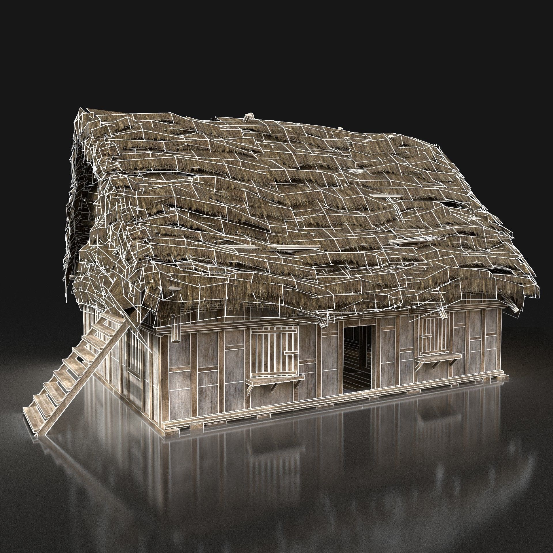 Next Gen AAA THATCHED FANTASY MEDIEVAL WOODEN HOUSE COTTAGE HUT Low-poly 3D model_4
