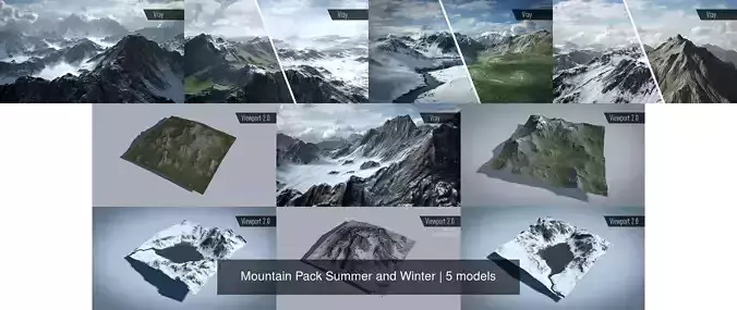 Mountain Pack Summer and Winter 3D Model Collection