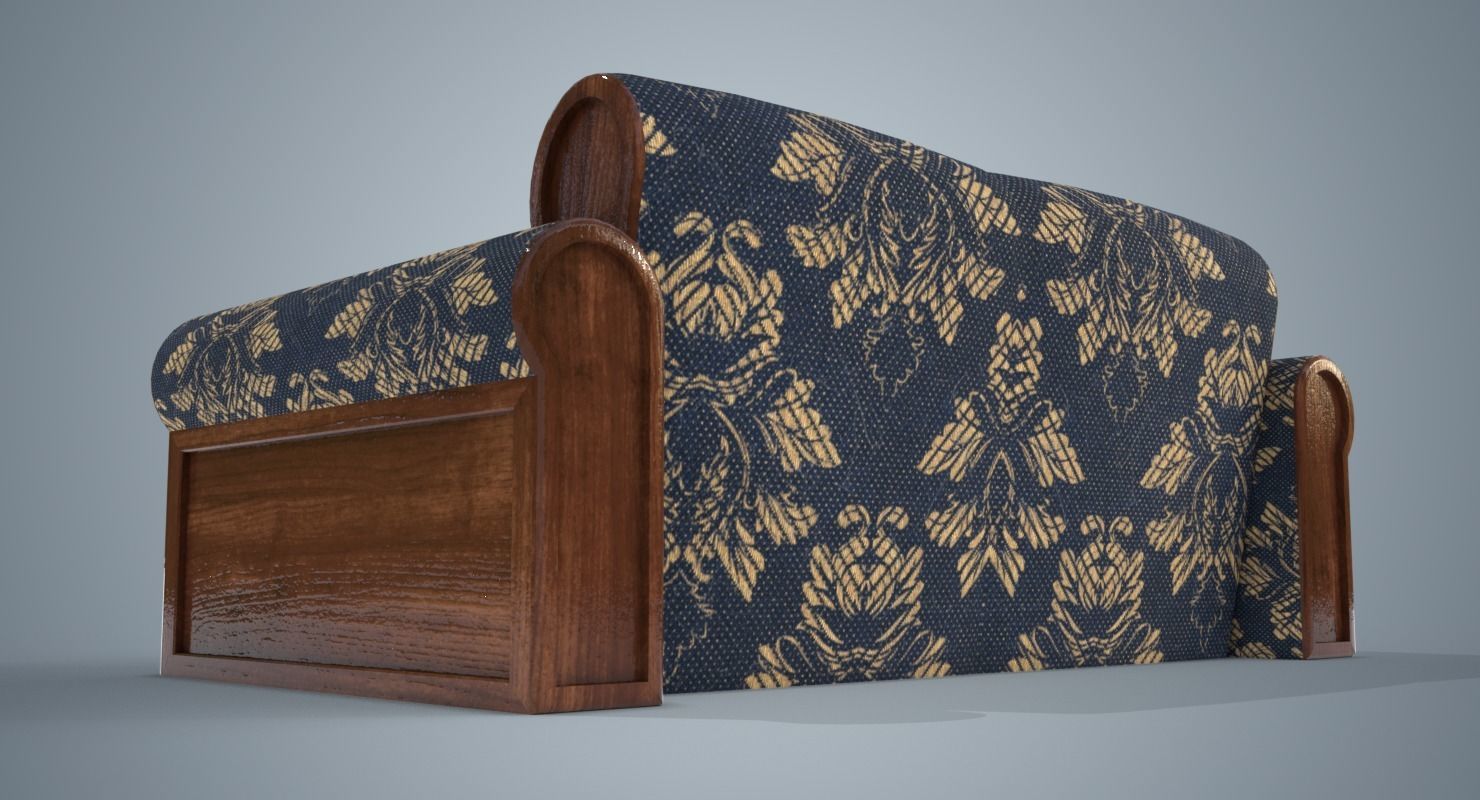A Sofa with pattern Low-poly 3D model_5