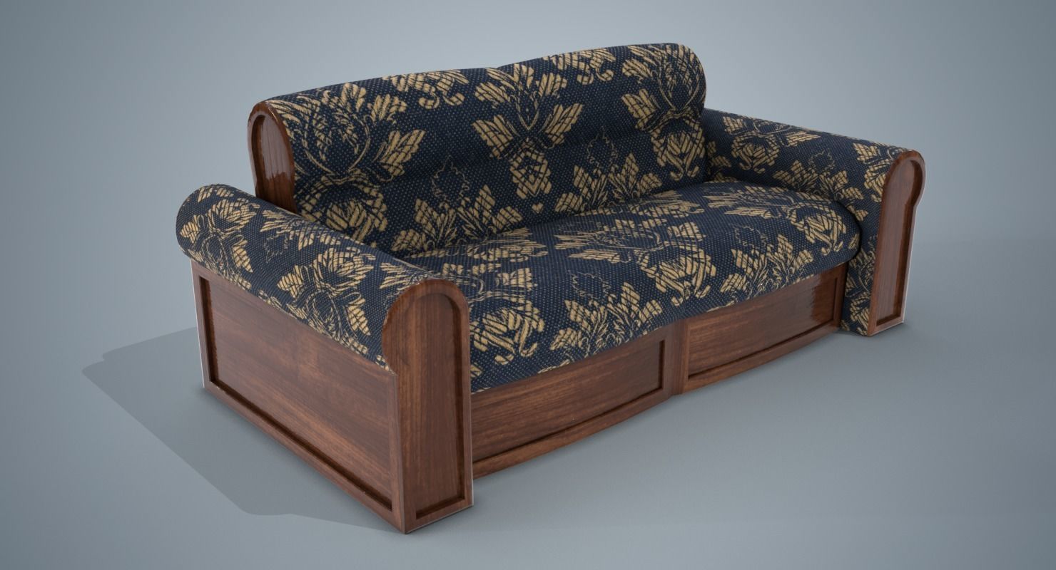 A Sofa with pattern Low-poly 3D model_1