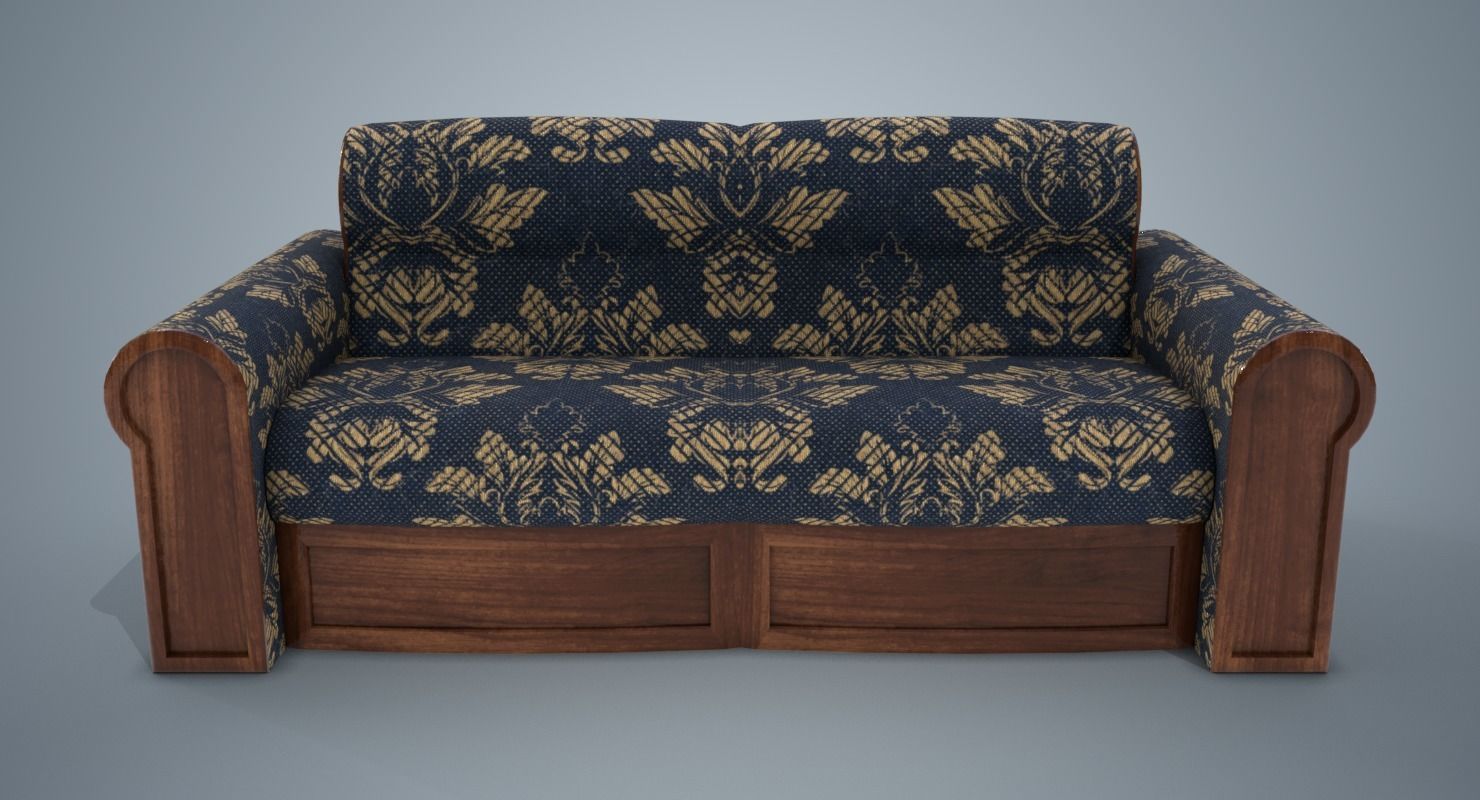 A Sofa with pattern Low-poly 3D model_3