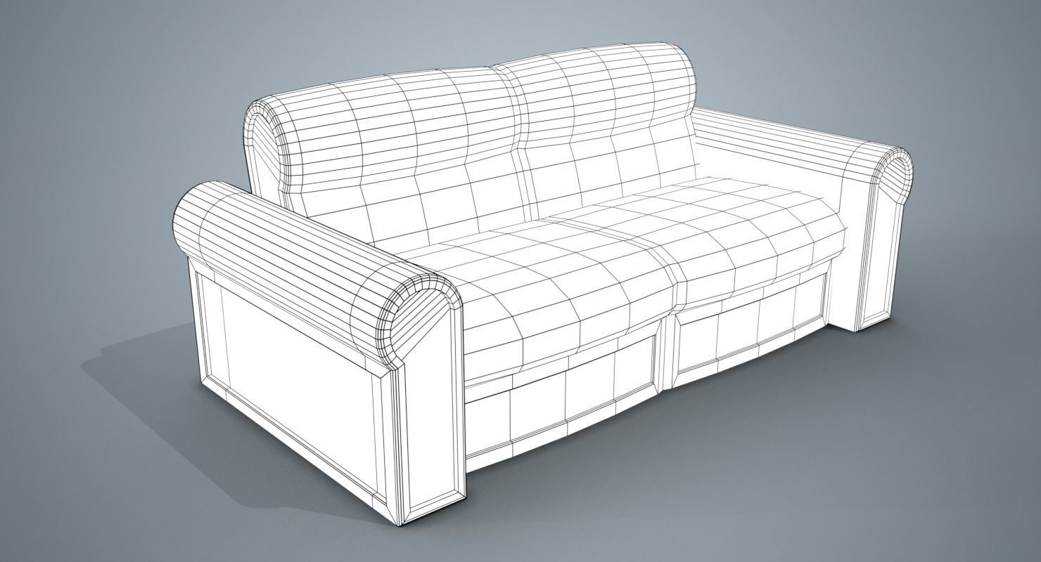 A Sofa with pattern Low-poly 3D model_2