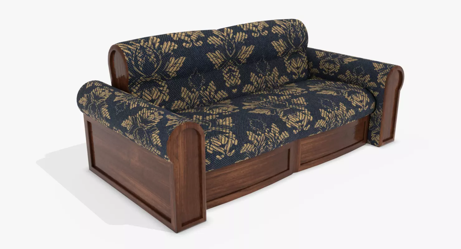 A Sofa with pattern Low-poly 3D model_0