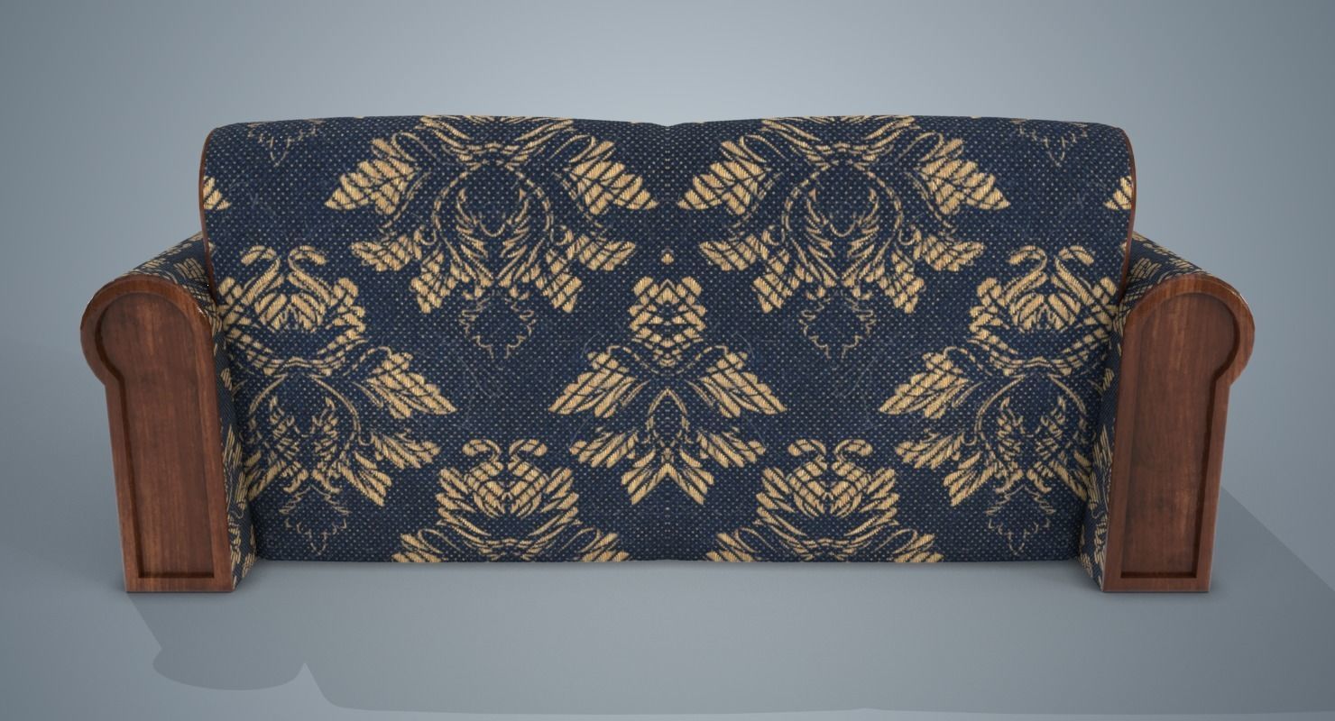 A Sofa with pattern Low-poly 3D model_7