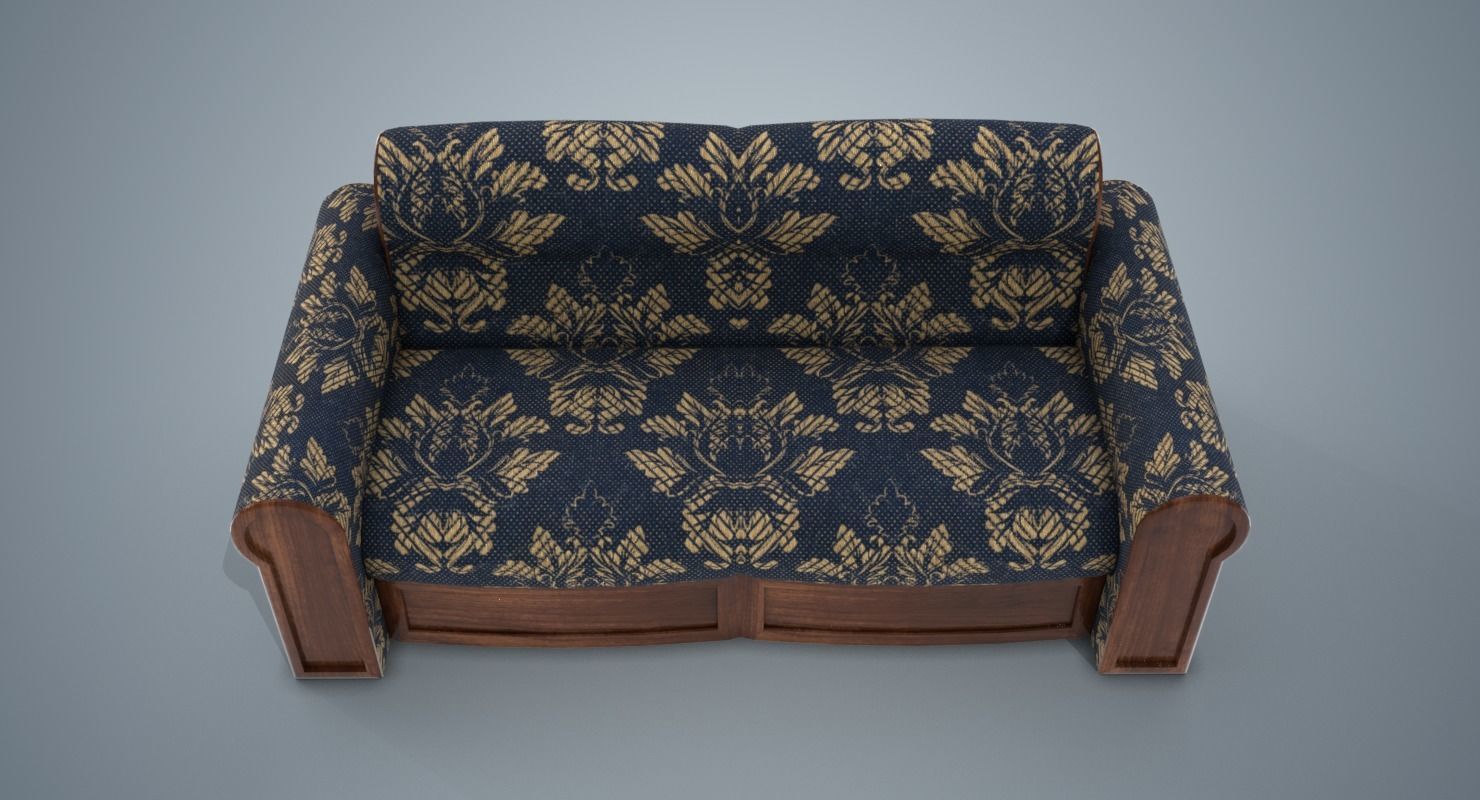 A Sofa with pattern Low-poly 3D model_9