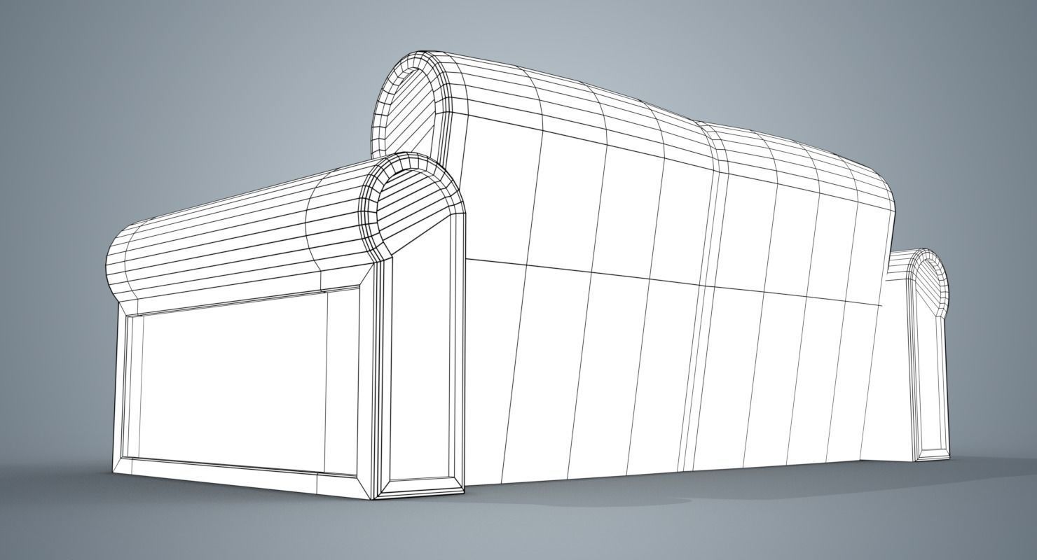 A Sofa with pattern Low-poly 3D model_6