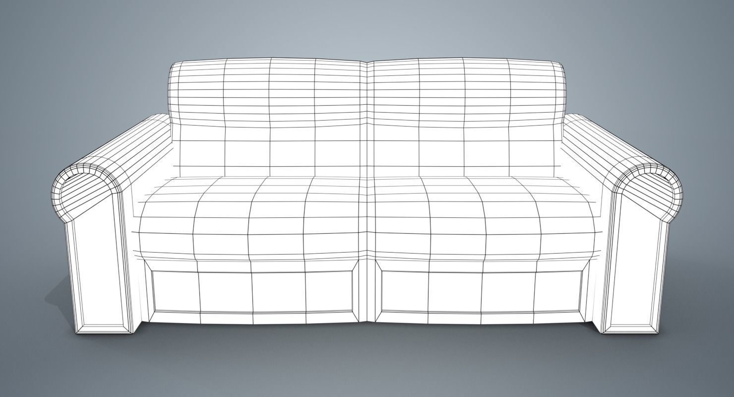 A Sofa with pattern Low-poly 3D model_4