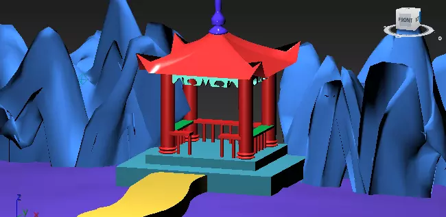 pavilion chinese pagoda in mountains 3D model_0