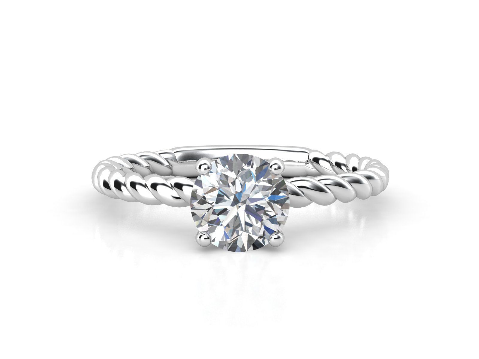 di021 diamond engagement ring with twist 3D print model_1