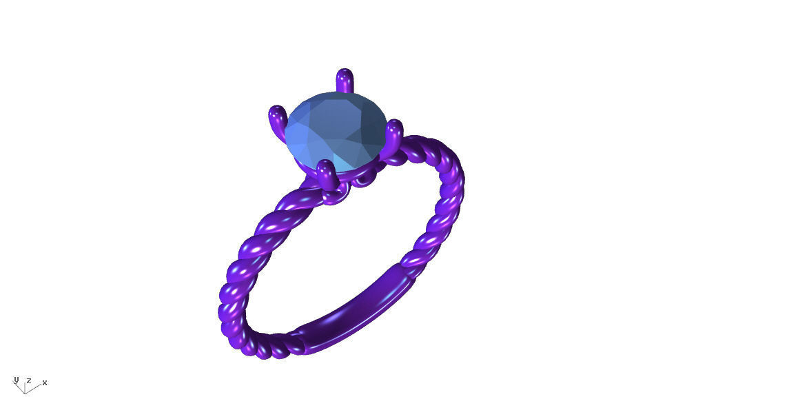 di021 diamond engagement ring with twist 3D print model_3