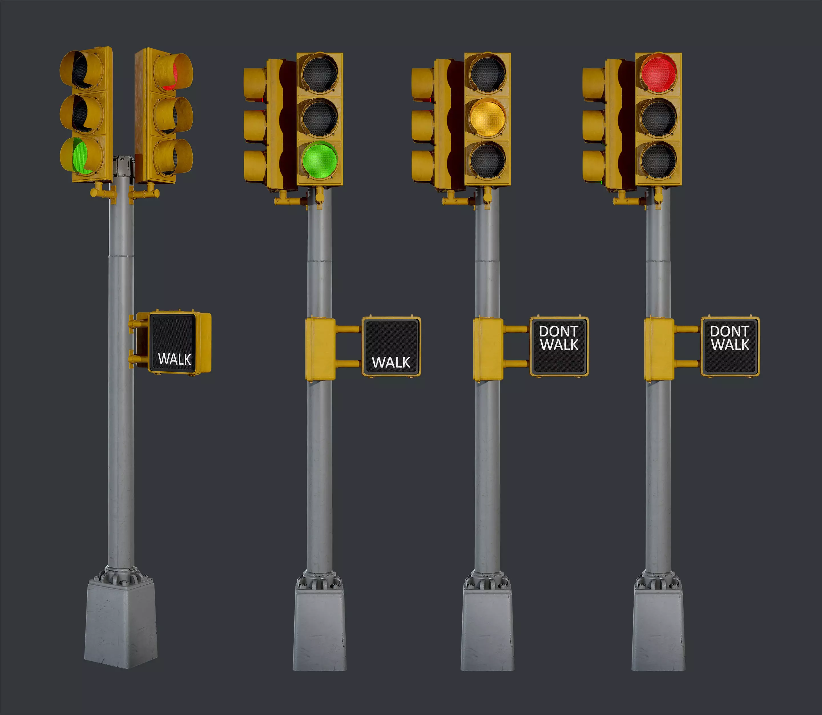 Traffic Light 01 Low Poly Game Ready Low-poly 3D model