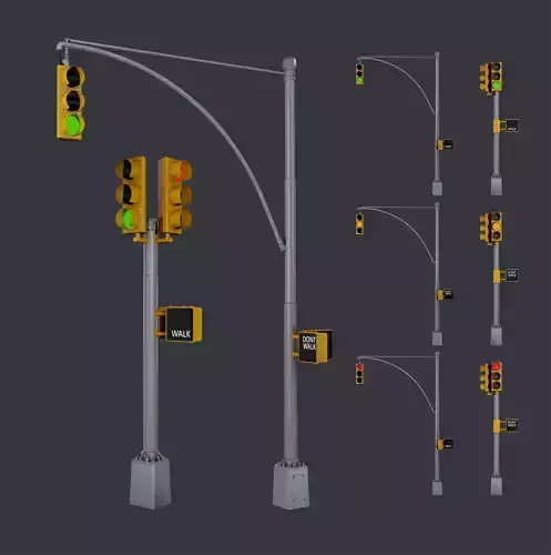 Traffic Light Pack Low Poly Game Ready Low-poly 3D model