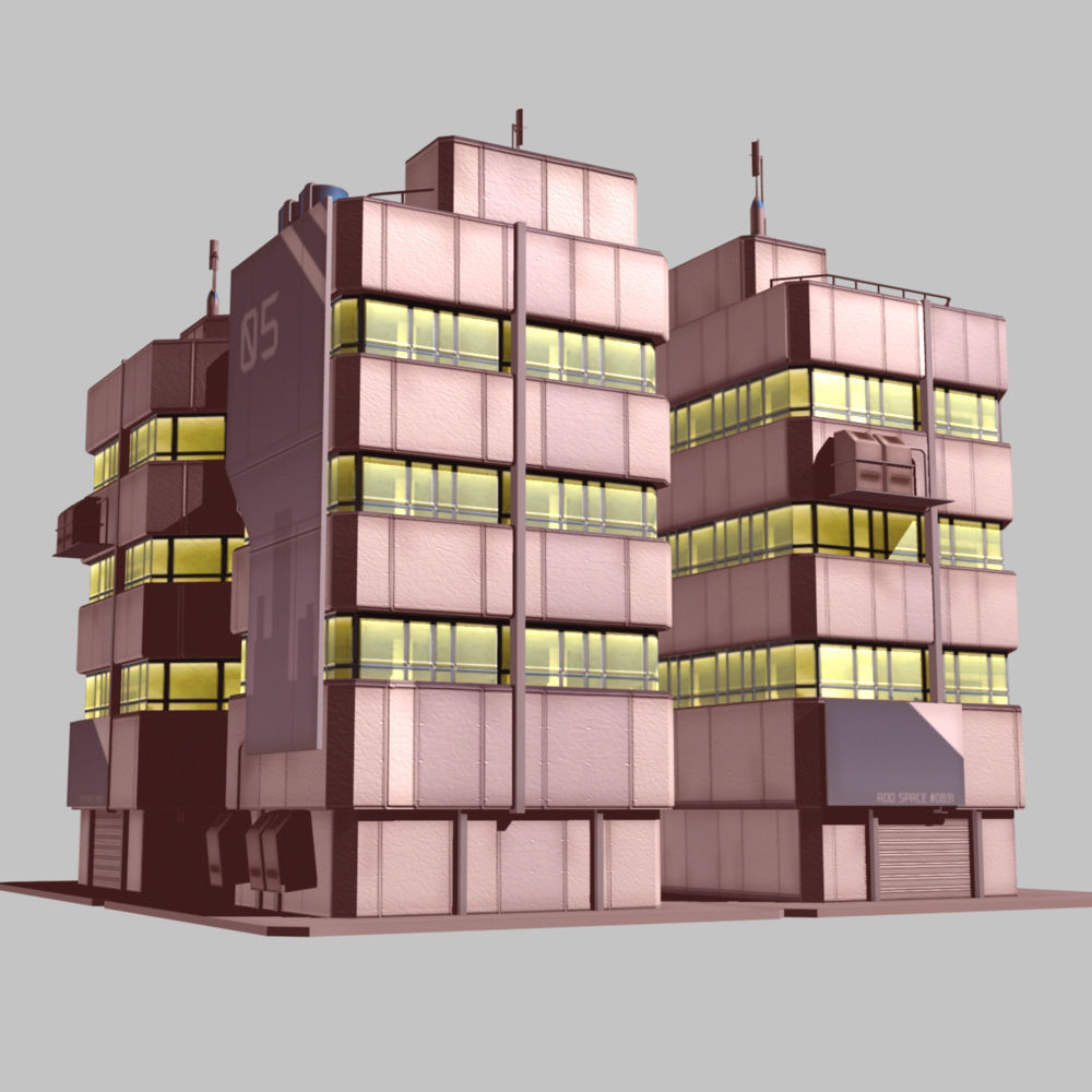 Apartment 1 building with number Low-poly 3D model_4