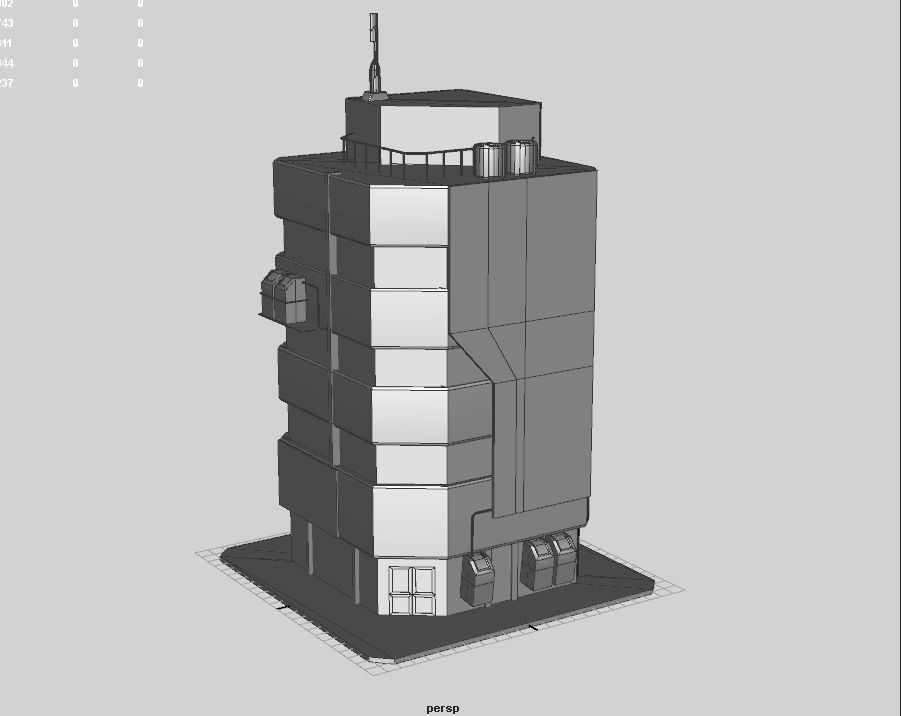 Apartment 1 building with number Low-poly 3D model_10
