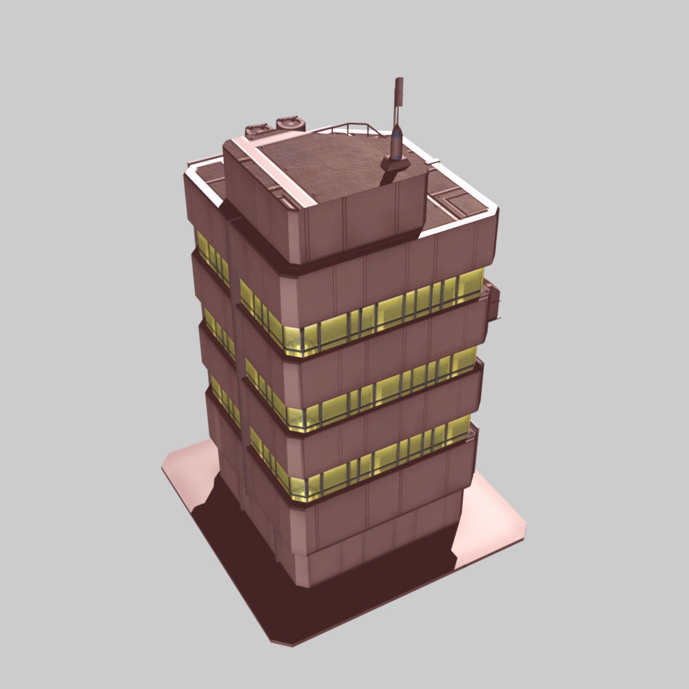 Apartment 1 building with number Low-poly 3D model_9