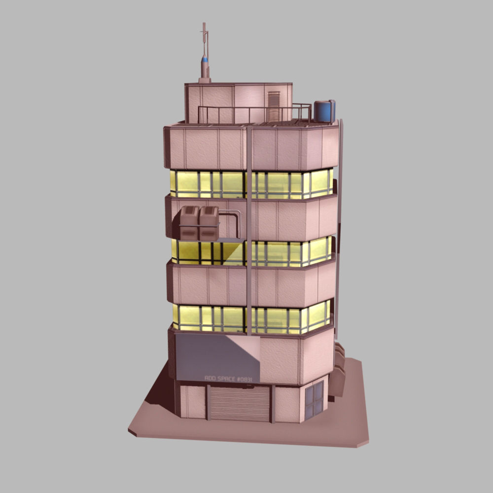 Apartment 1 building with number Low-poly 3D model_7