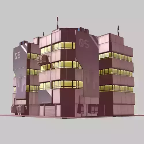 Apartment 1 building with number Low-poly 3D model
