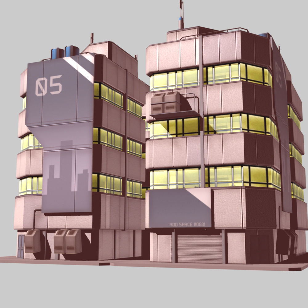 Apartment 1 building with number Low-poly 3D model_2