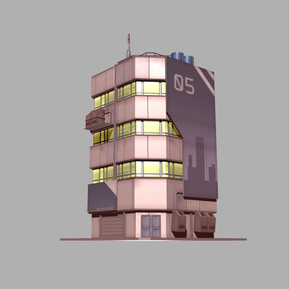 Apartment 1 building with number Low-poly 3D model_5