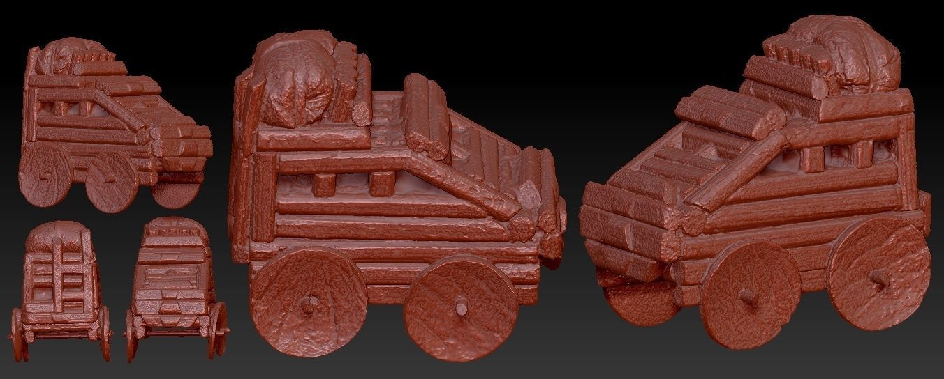 Wooden Toy Car Low-poly 3D model_2