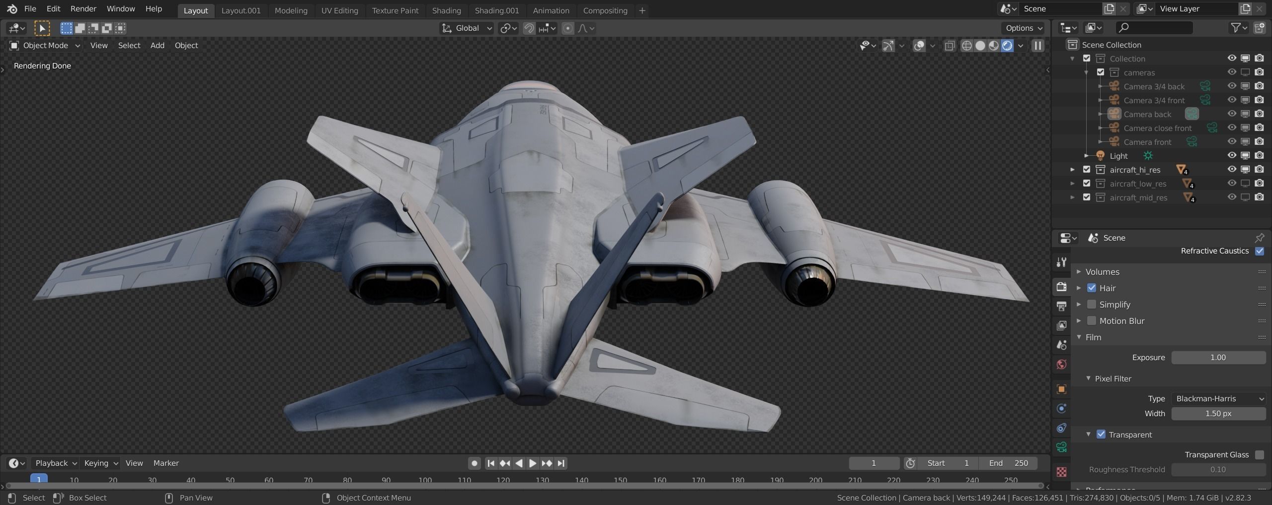 scifi interceptor aircraft Low-poly 3D model_8
