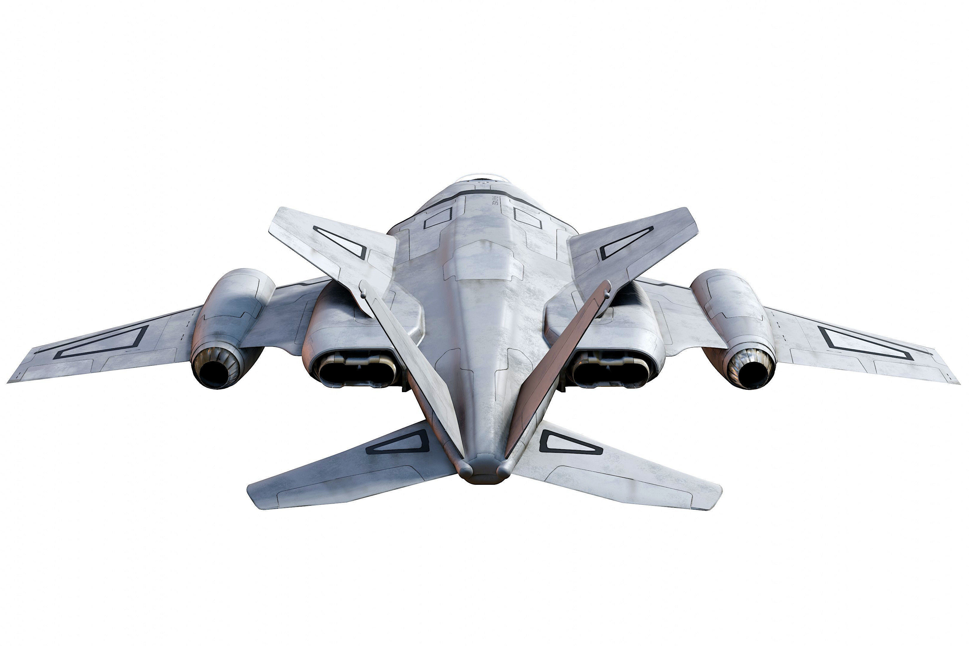 scifi interceptor aircraft Low-poly 3D model_5