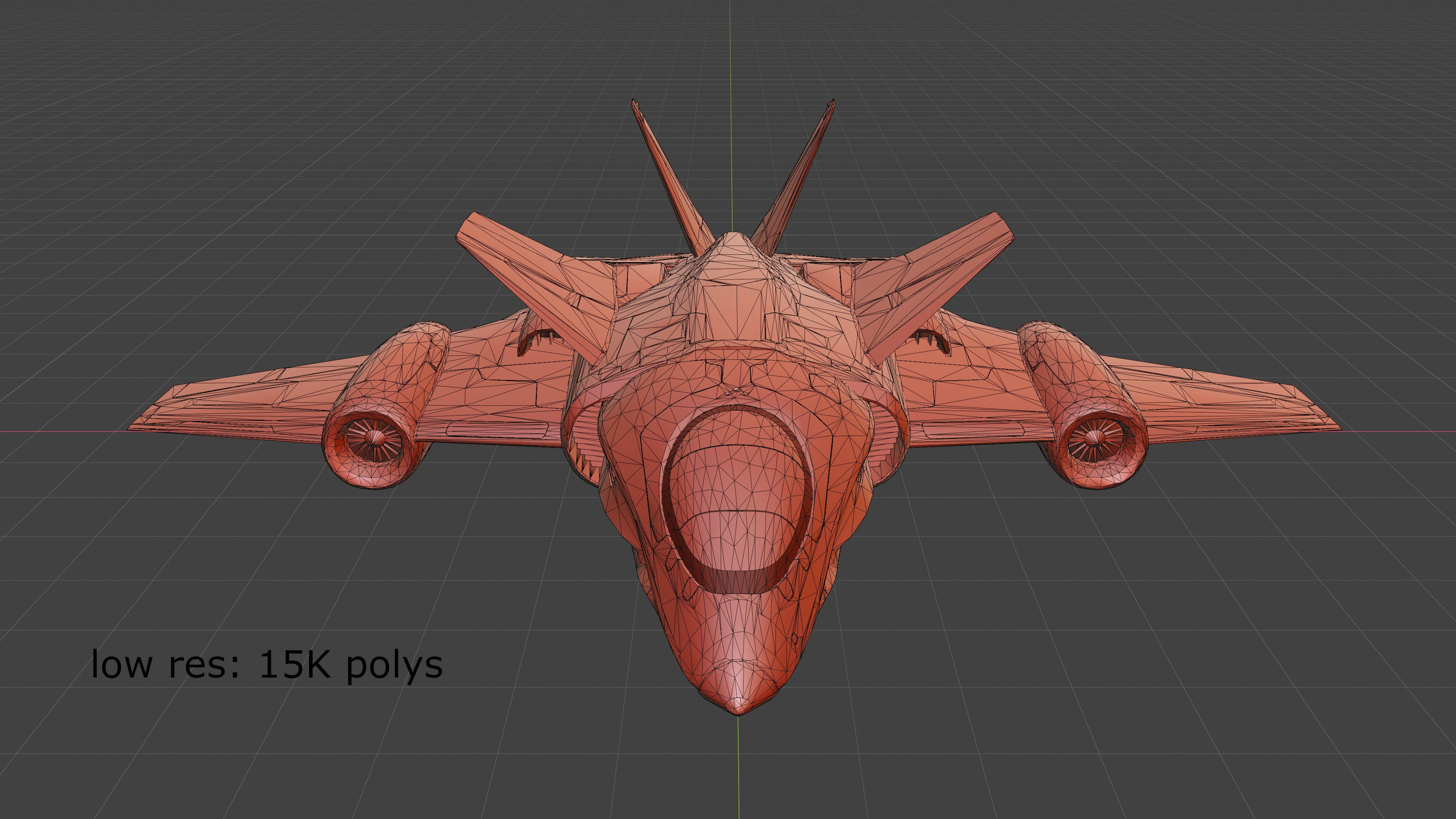 scifi interceptor aircraft Low-poly 3D model_12