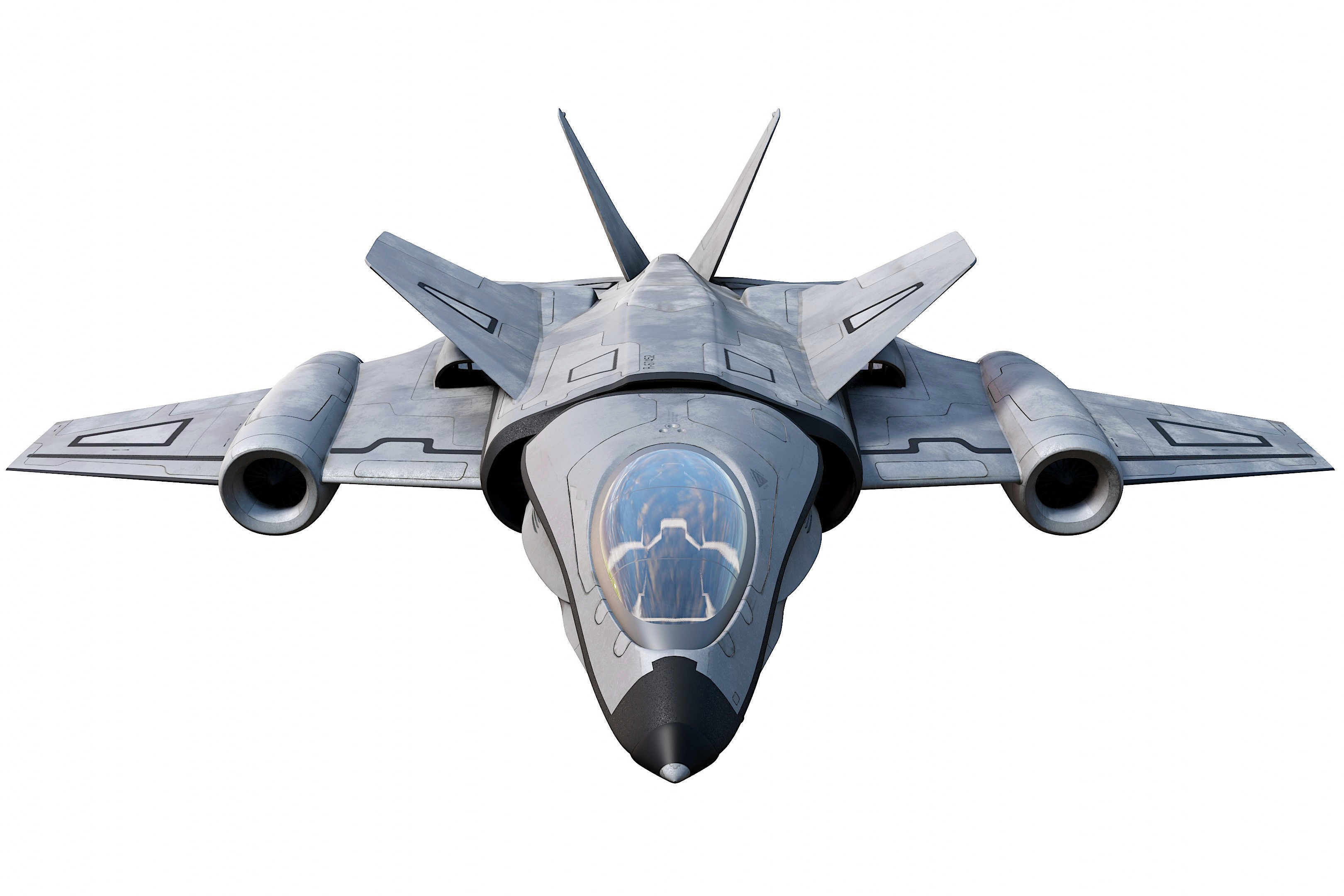 scifi interceptor aircraft Low-poly 3D model_6