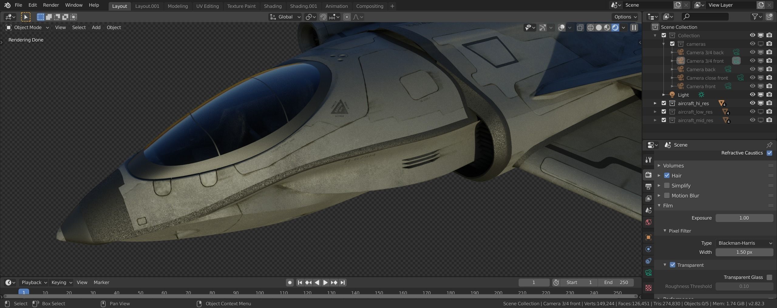 scifi interceptor aircraft Low-poly 3D model_10