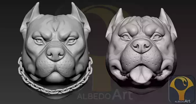Pitbull Head 3D print model