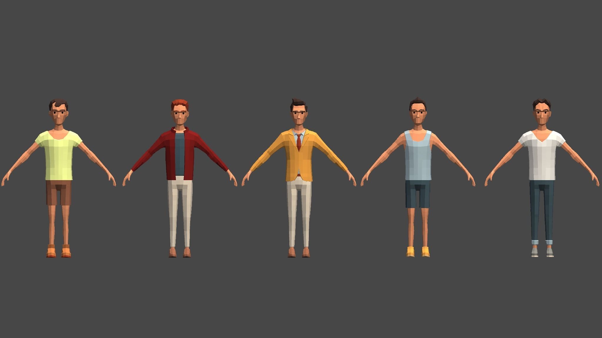 PolyArt Male character Low-poly 3D model_9