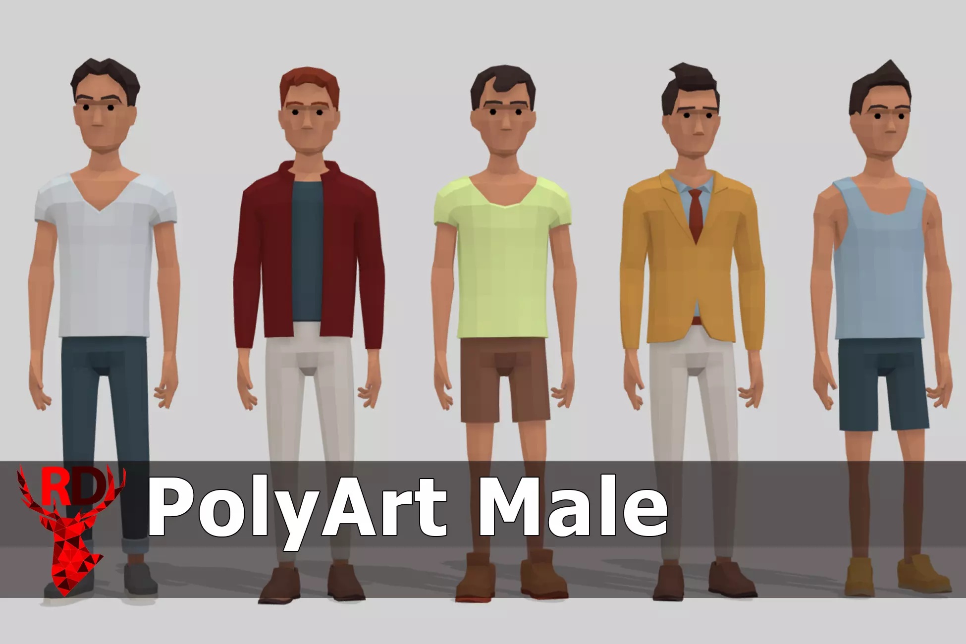 PolyArt Male character Low-poly 3D model_0