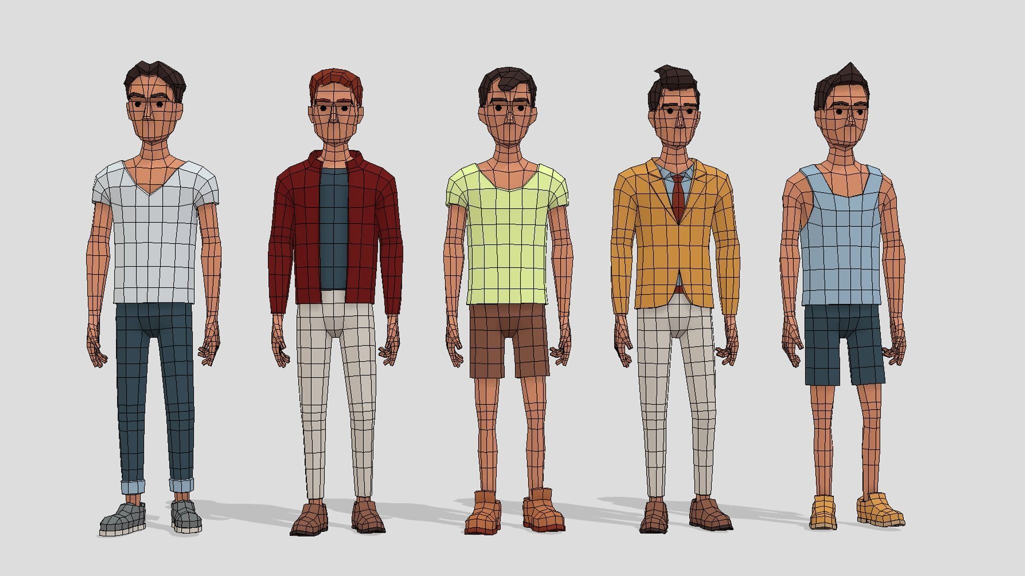 PolyArt Male character Low-poly 3D model_2