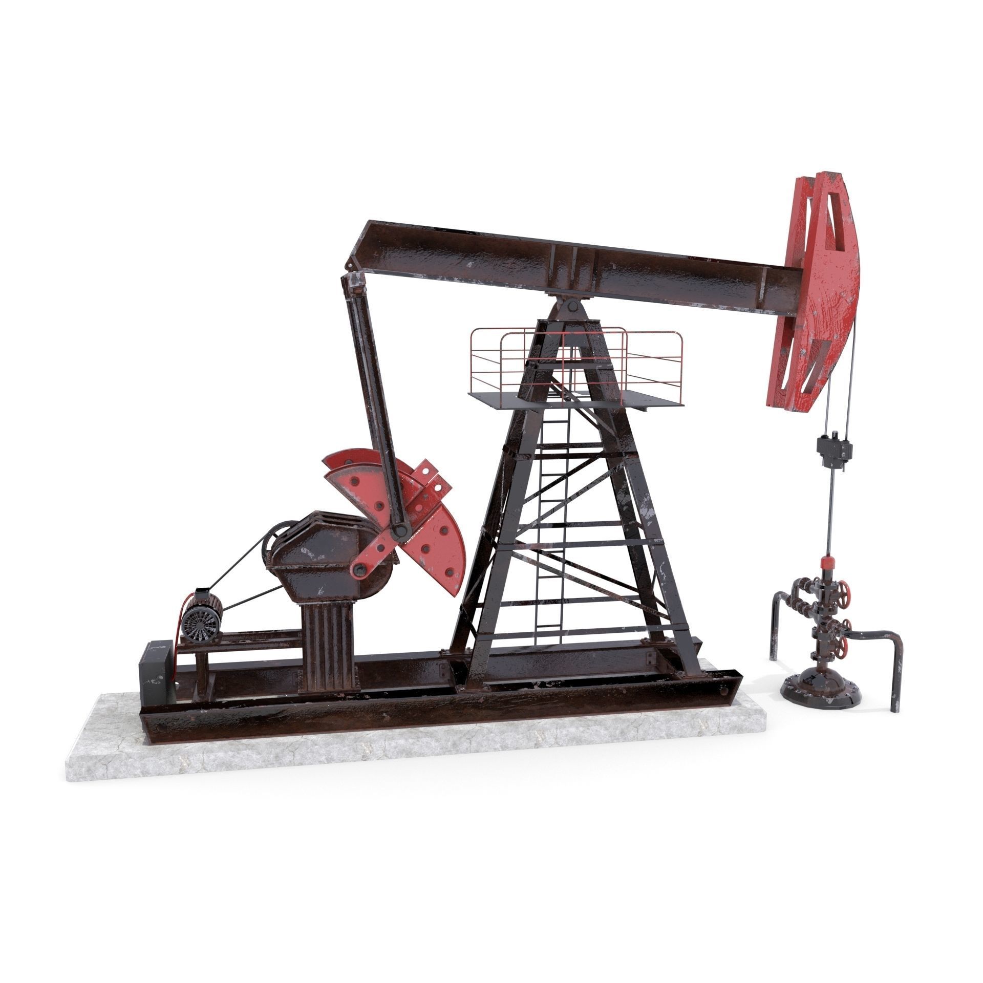 Oil Pumpjack Animated 2 Low-poly 3D model_2