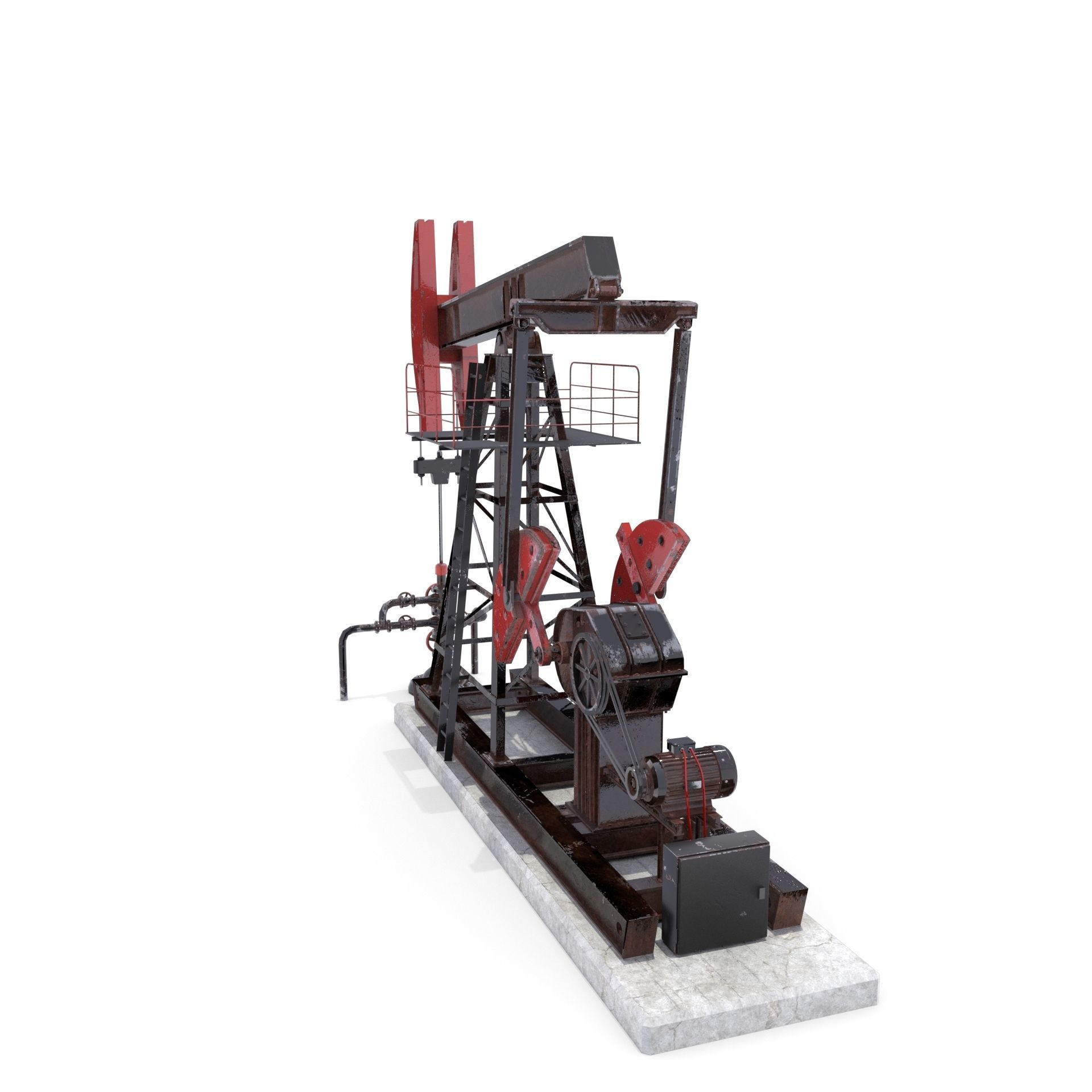 Oil Pumpjack Animated 2 Low-poly 3D model_1