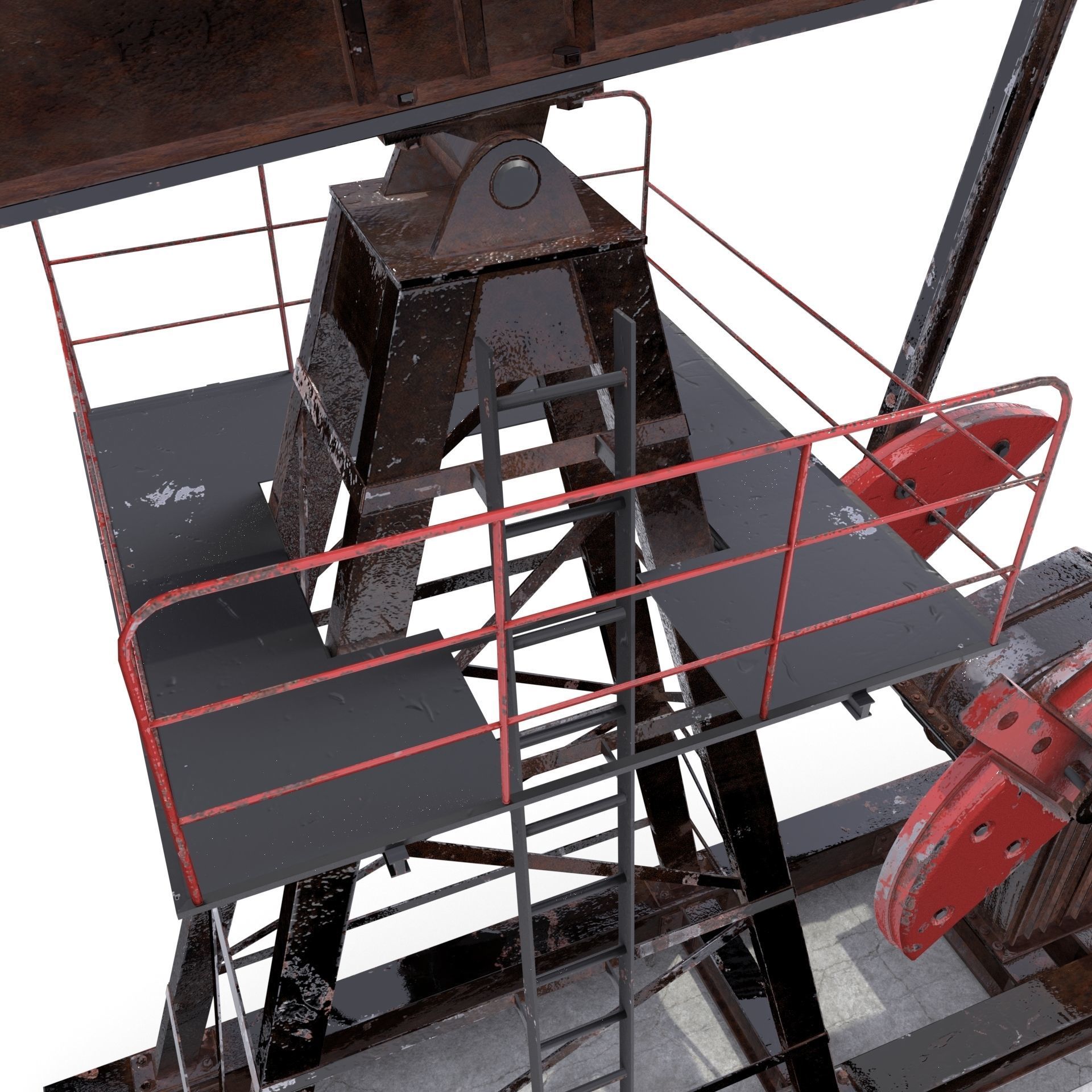 Oil Pumpjack Animated 2 Low-poly 3D model_4
