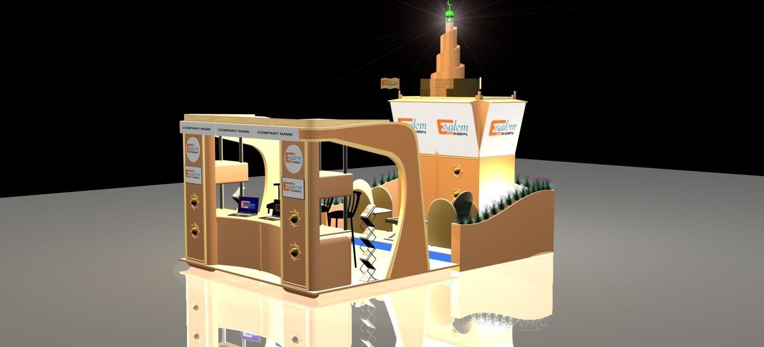 3x5 booth exhibition Stand heritage design 3D model_4