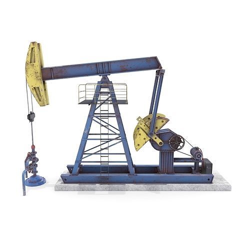 Oil Pumpjack Animated Weathered 1 Low-poly 3D model
