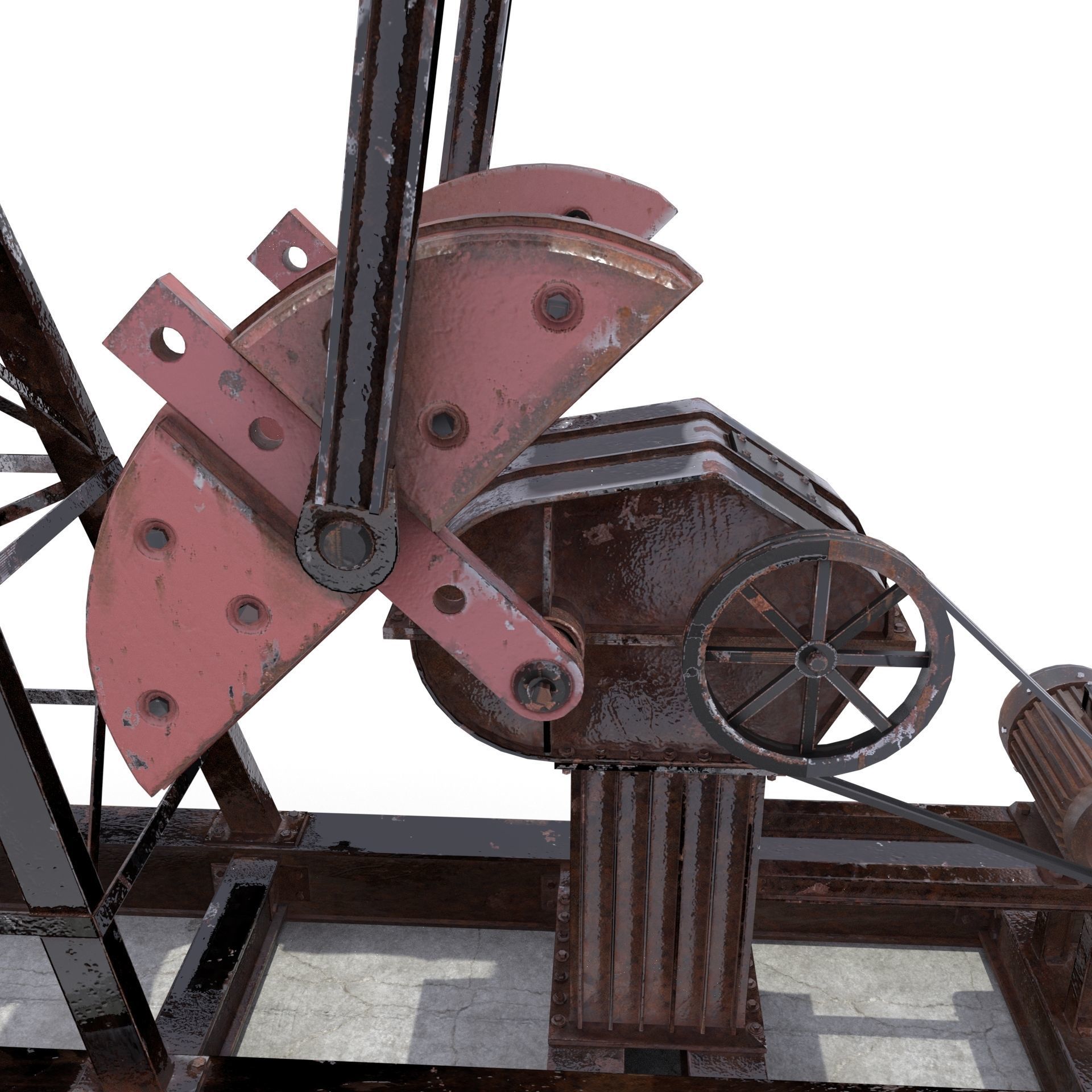 Oil Pumpjack Animated Weathered 2 Low-poly 3D model_7