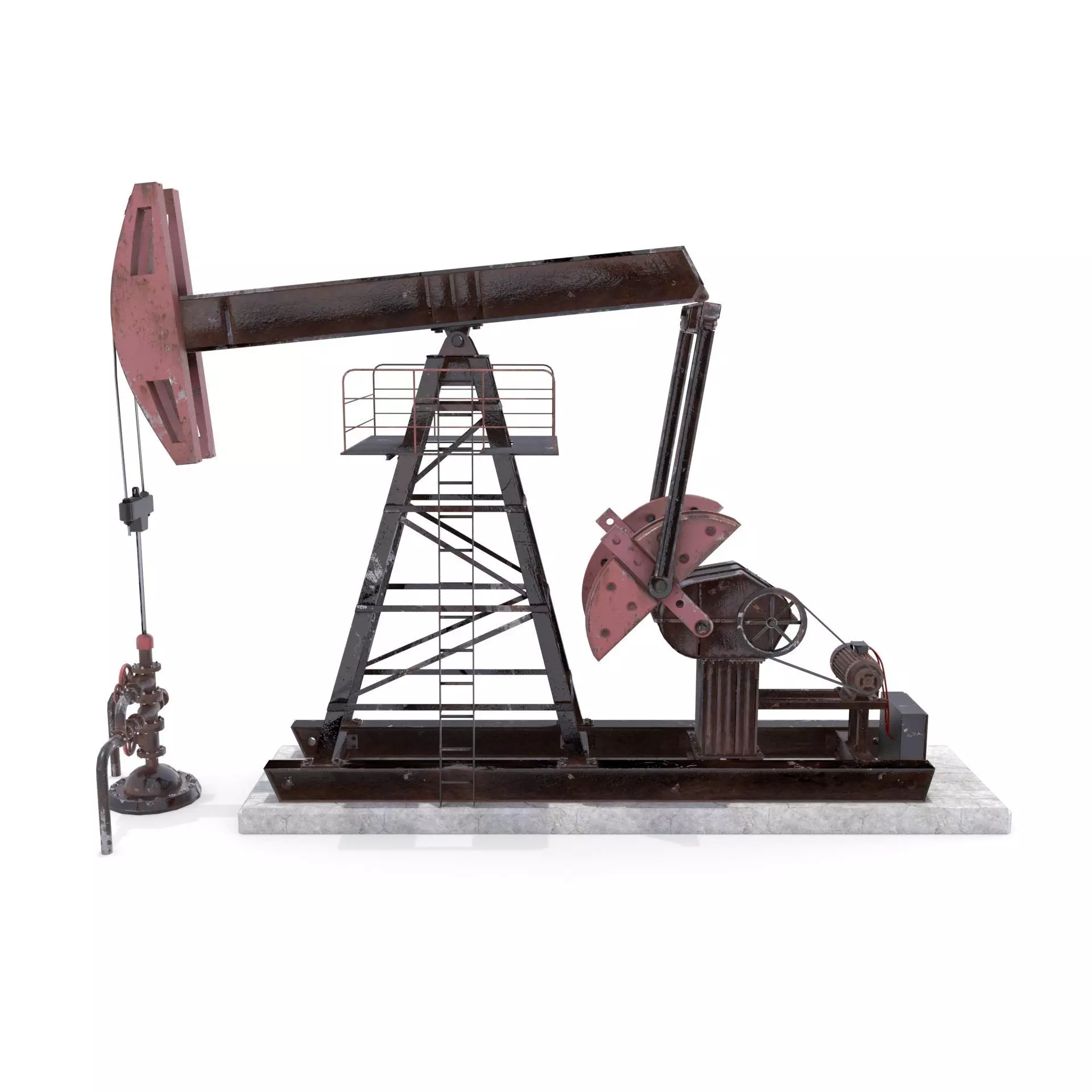 Oil Pumpjack Animated Weathered 2 Low-poly 3D model_0