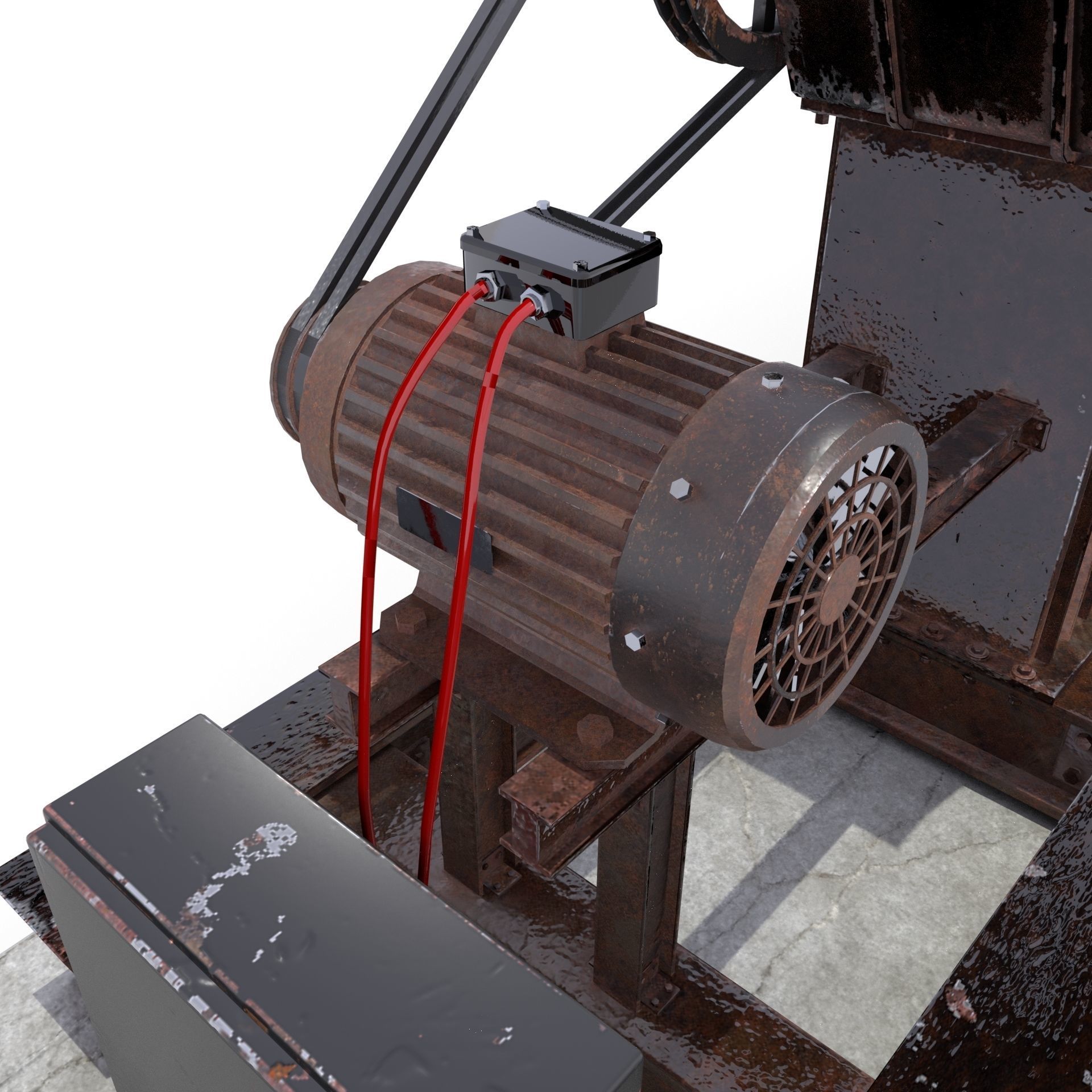 Oil Pumpjack Animated Weathered 2 Low-poly 3D model_4