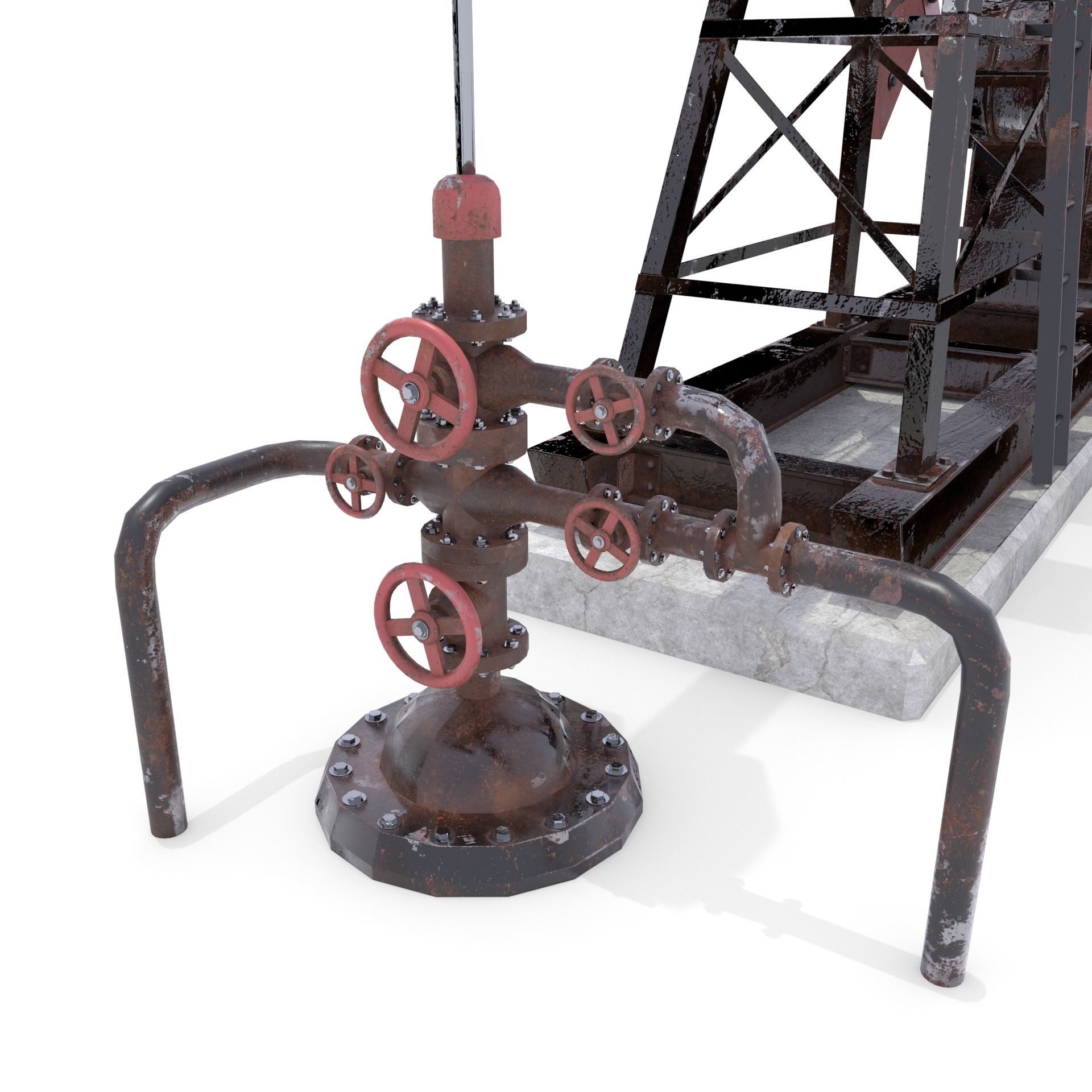 Oil Pumpjack Animated Weathered 2 Low-poly 3D model_6