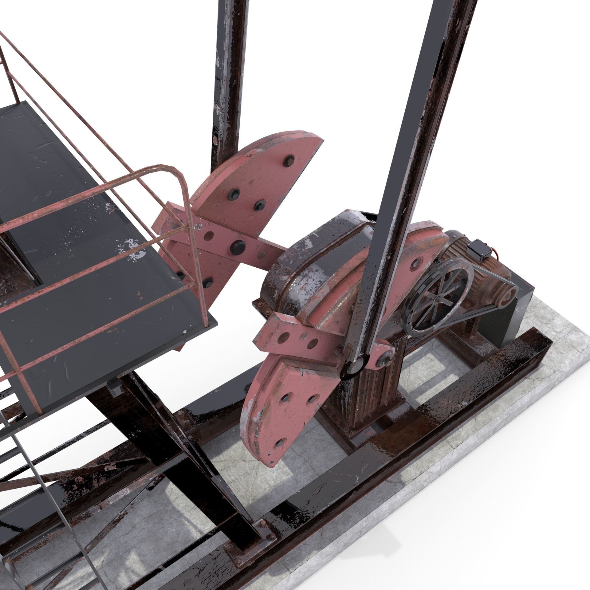 Oil Pumpjack Animated Weathered 2 Low-poly 3D model_8