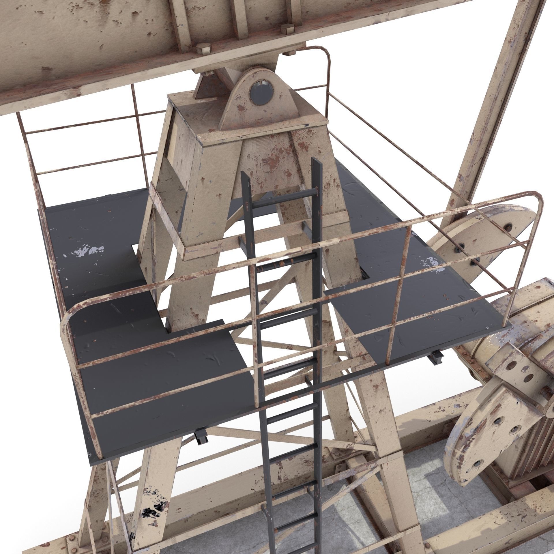 Oil Pumpjack Animated Weathered 3 Low-poly 3D model_5