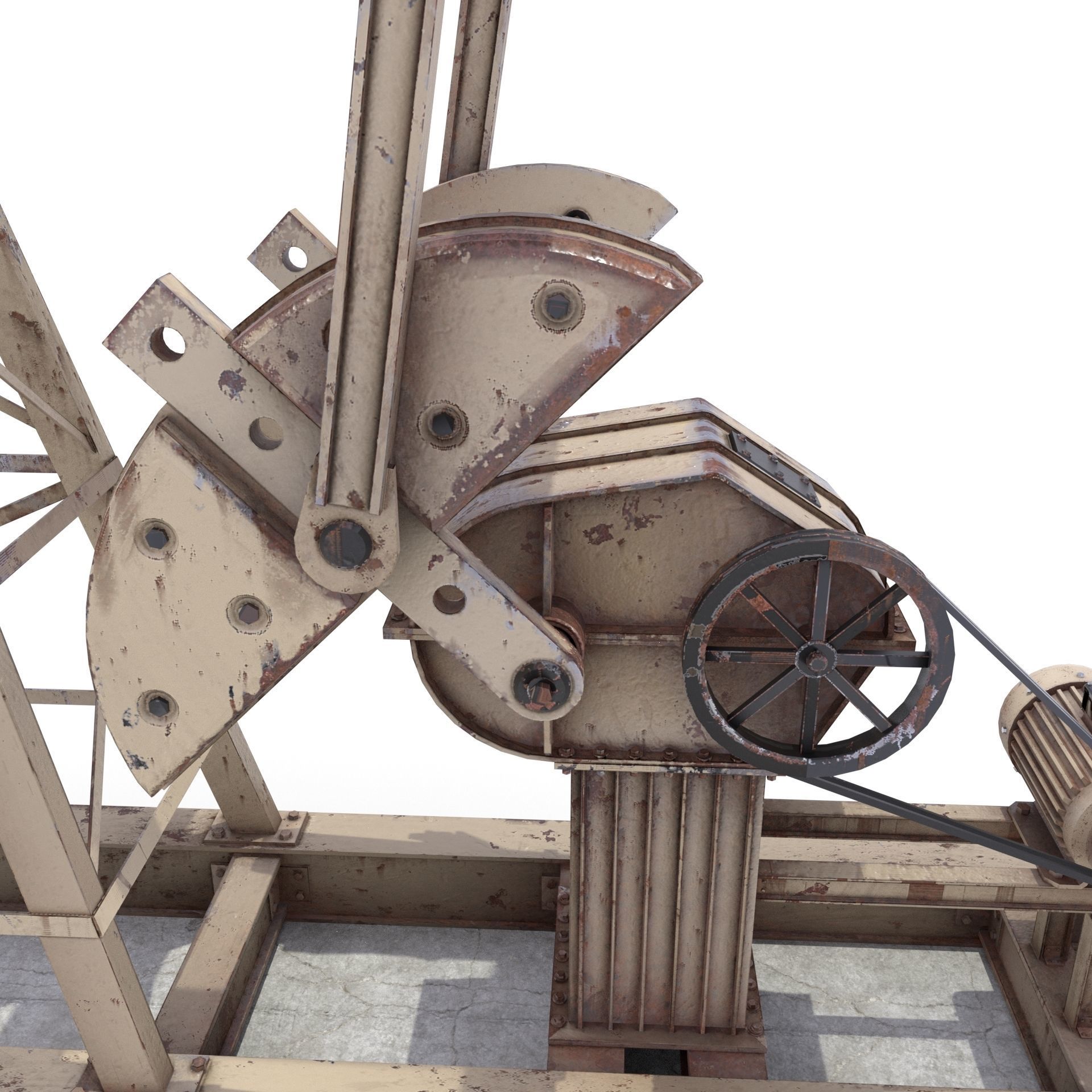 Oil Pumpjack Animated Weathered 3 Low-poly 3D model_7