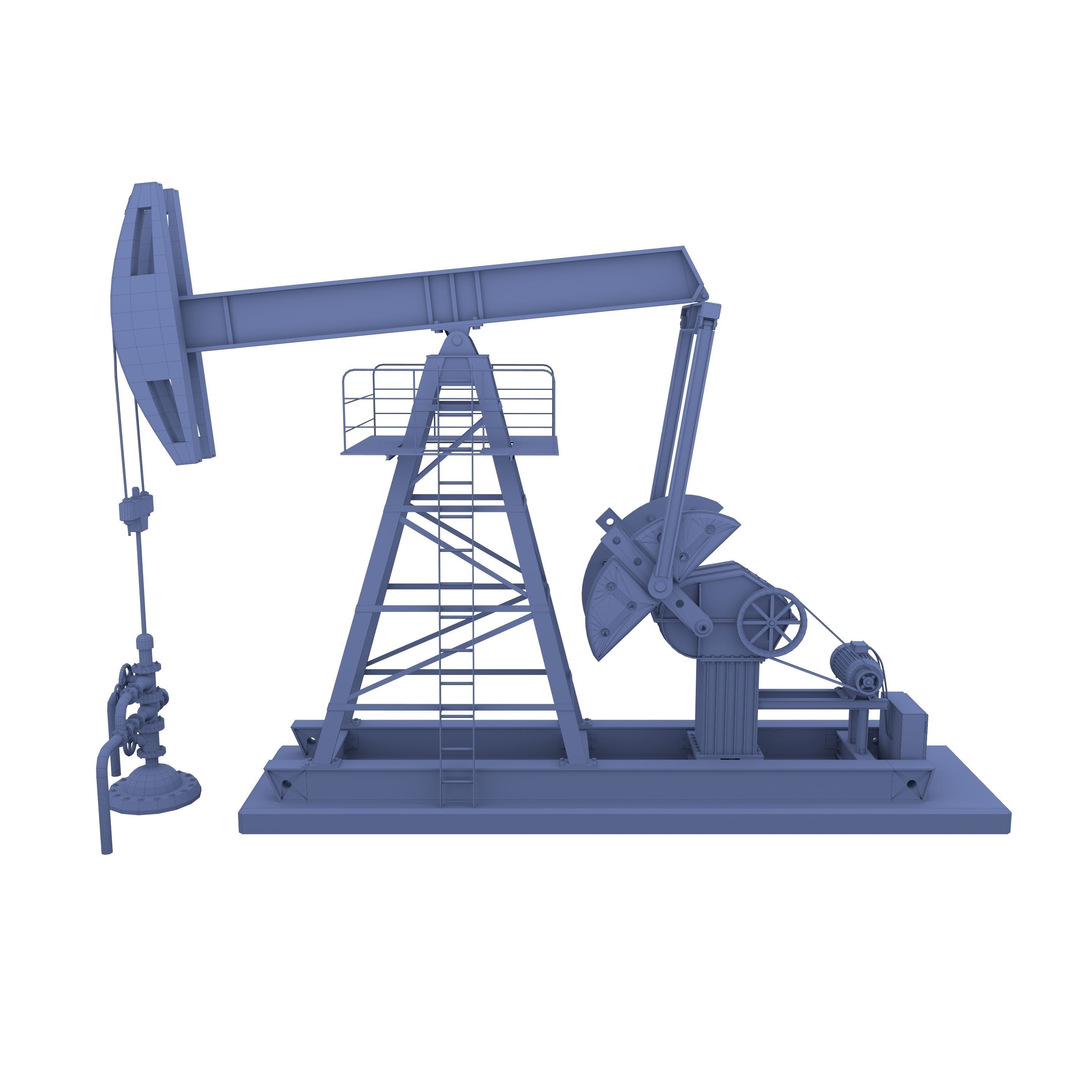 Oil Pumpjack Animated Weathered 3 Low-poly 3D model_9
