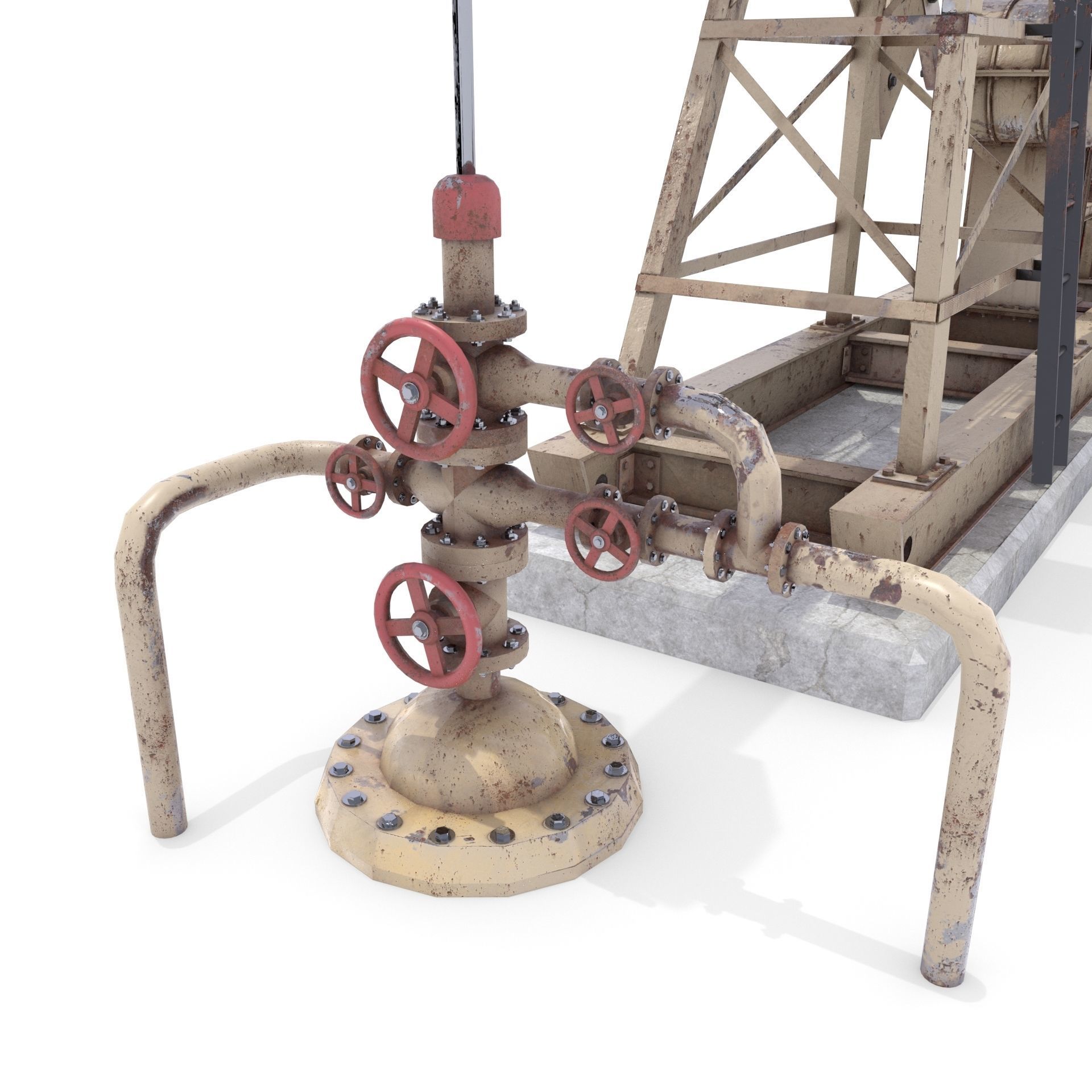 Oil Pumpjack Animated Weathered 3 Low-poly 3D model_6
